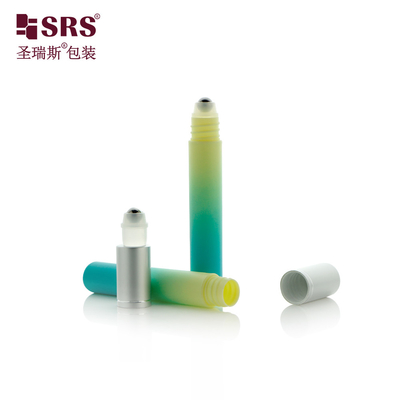 China PP PCR Eco-friendly Material Plastic Cosmetic Packaging Eye Gel Custom Gradient Color Roll-On Applicator Bottle supplier
