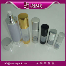China SRS wholesale cosmetic packaging Round Aluminum Airless Clear sprayer Bottle with lid supplier