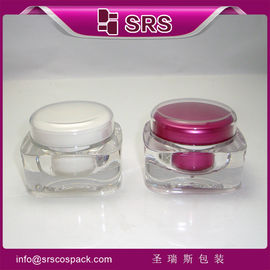 China SRS made in China square acrylic Cosmetic 50g empty plastic cream jar with round lid supplier