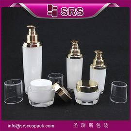 China luxury white lotion bottle with golden shoulder ,foam pump bottle supplier