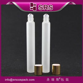 China 12ml matte white roll on bottle with metal ball and aluminum cap ,body lotion packaging supplier