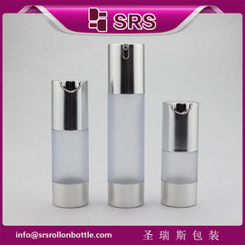 China TA021 15ml 30ml 50ml matte clear bottle with silver shoulder and base airless bottle supplier