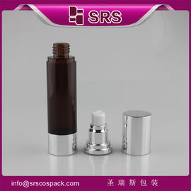 China injection amber color bottle with aluminum shoulder and base for lotion supplier