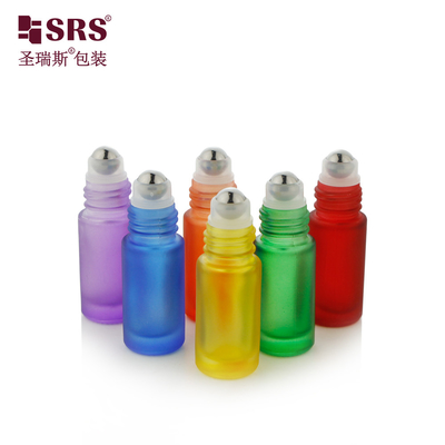 China Luxury Colorful Painted Matte Finished Glass Roller Ball Bottle Perfume Oil Bottles Roll On supplier