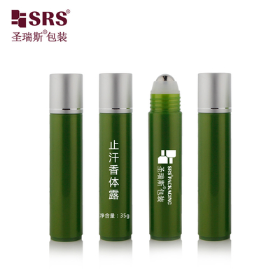 China PP PCR Recyclable Empty Cosmetic Packaging Plastic Round Roller Ball Wholesale 35ml Bottle supplier