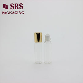 China transparent 5ml glass bottle with glass ball and aluminum cap empty for perfume oil supplier