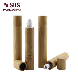 China 15ml real bamboo roller olive oil glass bottle no leakage good massage perfume bottle factory supplier