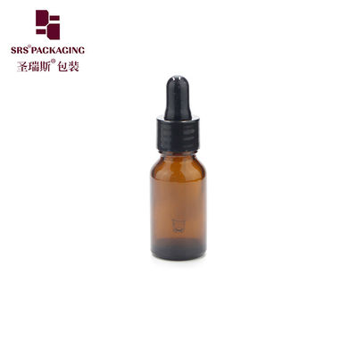 China amber color empty glass skin care serum oil in stock 15ml dropper bottle supplier