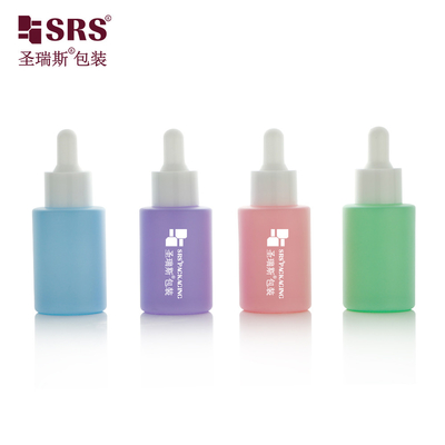 China Paint Color Frosted Empty Skincare Serum Flat Glass Dropper Bottle 30ml supplier