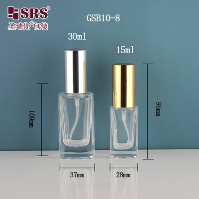 China Square Elegant Dispenser Fine Mist Luxury Hand Sanitizer Container 15ml 30 ml Glass Spray Bottle supplier