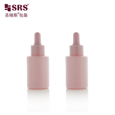 China Cute Round Glass Bottles Perfume Essential Oil Pink Dropper Bottle 30ml supplier