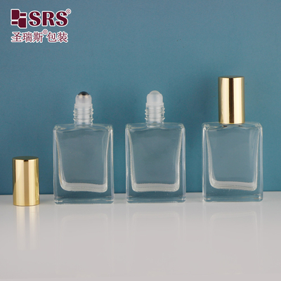 China Square Shape Thick Wall Luxury Essential Oil Glass Roll-On Sample Bottle 15ml supplier