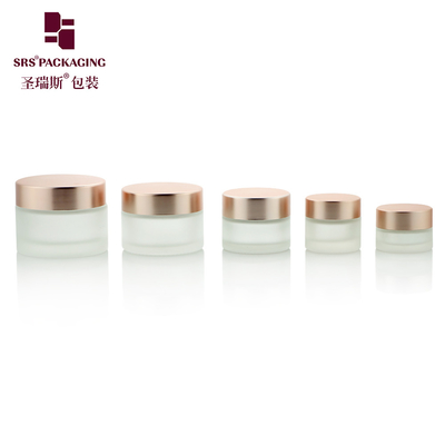 China 3g 5g 10g 15g 20g 25g Round Clear Frosted Jars With Rose Gold Cap For Facial Cream Glass Jar 10ml supplier