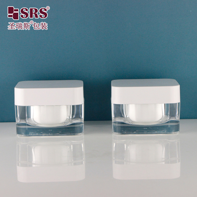 China 15g 30g 50g Cosmetic Square Shape Customization Container Elegant Empty Cream Jars Acrylic Jar 15ml supplier