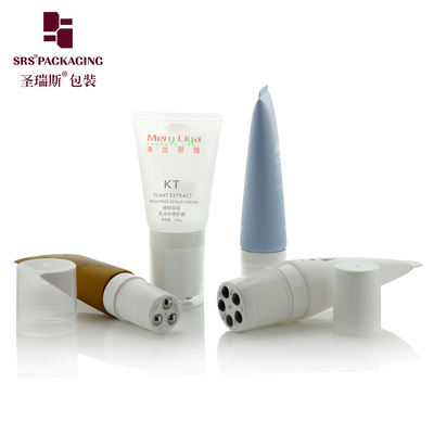 China 100ml 120ml 5 Roller Steel Balls Massage Cream Empty Cosmetic Plastic Round Roller Ball Tubes supplier