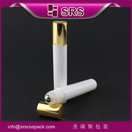 China SRS 15ml empty eye cream roll on packaging supplier, roll-on bottle with shiny golden cap supplier