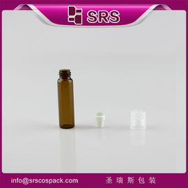 China SRS Bulk Wholesale 5ml glass cylinder amber roll on perfume bottle with plastic crew cap supplier