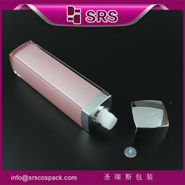 China SRS pink Luxury empty Bottle for toner serum Square Shape plastic Cosmetic packaging supplier