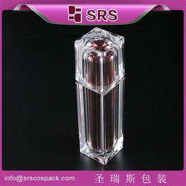 China Shengruisi Newest Design empty square metalized Acrylic Luxury Pump Skincare Lotion Bottle supplier