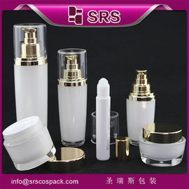 China luxury white lotion bottle with golden shoulder ,foam pump bottle supplier