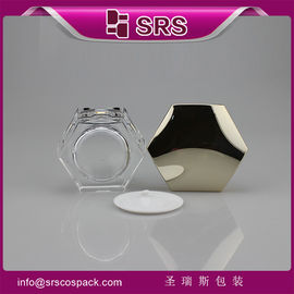 China J601 plastic acrylic jar with high quality,hexagon shape jar supplier