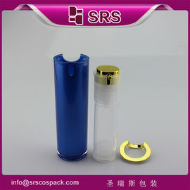 China blue painting color airless bottle for lotion,luxury airless pump bottle supplier