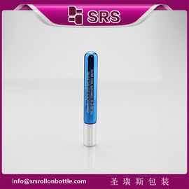 China 10ml metalized blue color glass roll on bottle with metal ball and silver aluminum cap for eye serum,essential oil supplier