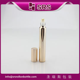China 15ml 17mm diameter metalized rose gold glass bottle with real gold ball and aluminum cap. supplier