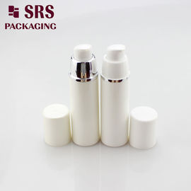 China A024 white bottle and white cap with silver line PP airless bottle for serum lotion supplier