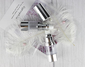 China A0230 plastic transparent silver aluminum shoulder cosmetic clear airless pump bottle supplier