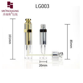 China 7ml square metalized empty luxury cosmetic glitter lip gloss tube supplier