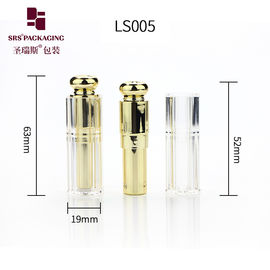 China square metalized gold clear lid empty unique shape cosmetic sparkle lipstick tube supplier