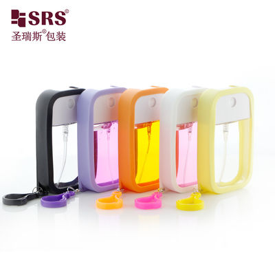 China SRS Refillable Empty Perfume Custom Silicone Cover With Hook Spray Bottle 50ml supplier