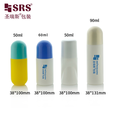China 50ml 60ml 90ml Big Size PP PCR Custom Color Recycled Eco-Friendly Roll On Deodorant Bottle supplier