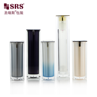 China 15ml 30ml 50ml Luxury Custom Color Acrylic Empty Airless Pump Bottle Square supplier