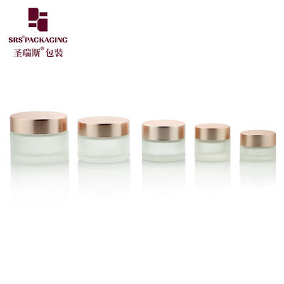 Buy 3g 5g 10g 15g 20g 25g Round Clear Frosted Jars With Rose Gold Cap For Facial Cream Glass Jar 10ml online manufacture