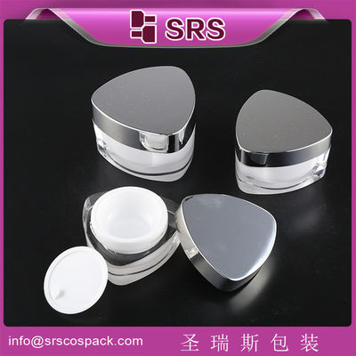 Buy SRS China manufacturer hot sale triangle shape cute plastic cosmetics empty acrylic jar online manufacture