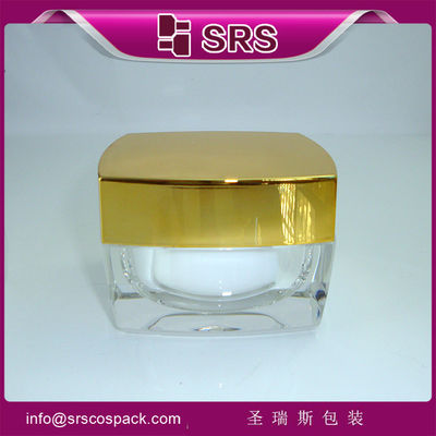 Buy SRS China supplier fanshion gloden empty acrylic square cosmetic cream container wholesale online manufacture