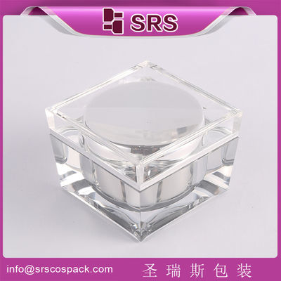 Buy SRS manufacturer wholesale 30g 50g 100g luxury acrylic cosmetic square clear plastic jar online manufacture