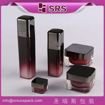 Buy SRS free sample acrylic square cream jar and plastic lotion bottle set cosmetic packaging online manufacture