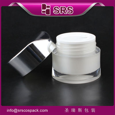 Buy white special shape cosmetic jar ,matelized cap J093 30g 50g jar online manufacture