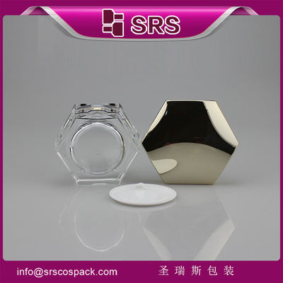 Buy J601 plastic acrylic jar with high quality,hexagon shape jar online manufacture