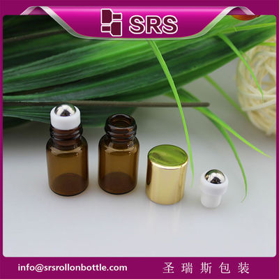Buy 1ml 2ml cute metal ball glass bottle,100% no leakage mini glass roll on bottle online manufacture