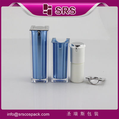 Buy square shape blue skin care cream cosmetic airless pump bottle online manufacture