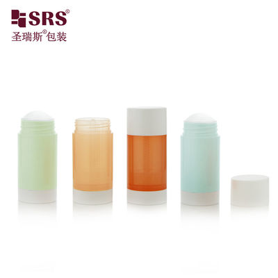 Buy Round Translucent Color Pink Blue Orange Custom PP PCR Fill From Bottom Twist Up Deodorant Stick online manufacture