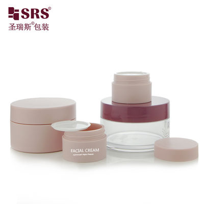 Buy 15g 80g Matte Finished Empty Plastic Cream Container Custom Pink Color PET Cosmetic Jars online manufacture