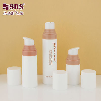 Buy Cute Injection White Glossy Surface Custom Pink Color Plastic Airless Cosmetic Bottle 30ml online manufacture