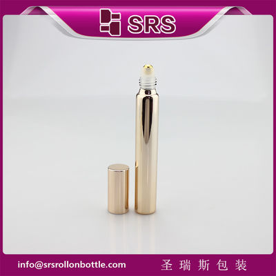 Buy 15ml 17mm diameter metalized rose gold glass bottle with real gold ball and aluminum cap. online manufacture