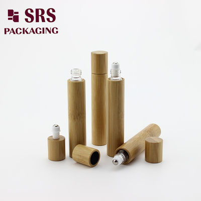 Buy 15ml luxury real bamboo serum bottle with glass inner bottle roll on metal ball online manufacture