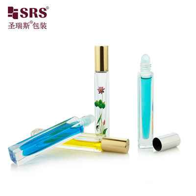 Buy 10ML Square Shape Roll On Bottles With 3D Printing Flowers Roller Ball Bottle online manufacture